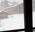 Blick aus dem Fenster: Schnee