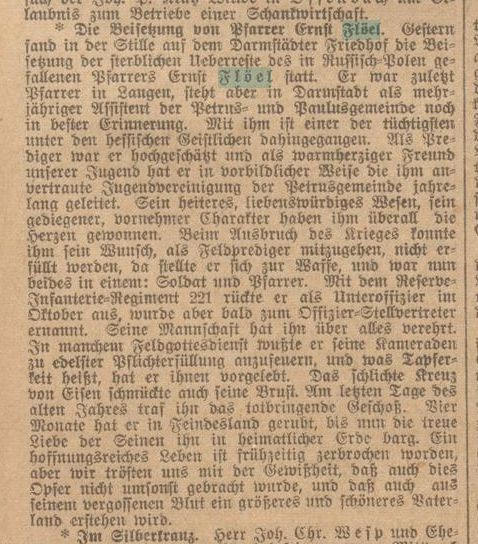 Nachruf: Darmstädter Tagblatt 4.5.1915